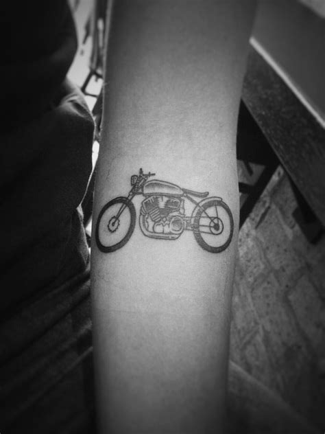 Small simple motorcycle tattoo on forearm | Motorcycle tattoos, Forearm tattoos, Tattoos for guys