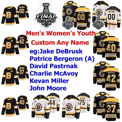 2020 Custom Boston Bruins Hockey Jerseys 2019 Final Stanley Cup David Backes Jersey Charlie ...