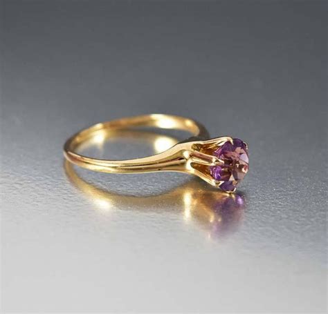 Vintage Gold Amethyst Solitaire Engagement Ring – Boylerpf