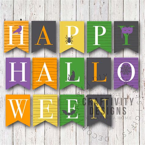 Banners & Signs DIY Instant Download Halloween Pennant Printable Happy Halloween Banner ...