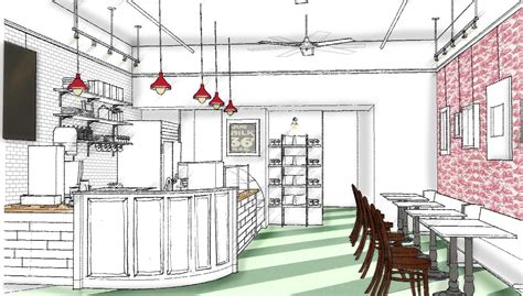 Coffee Shop Interior Drawing