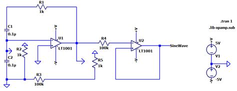 Constructing a sine wave generator circuit using LTSpice - Electrical Engineering Stack Exchange