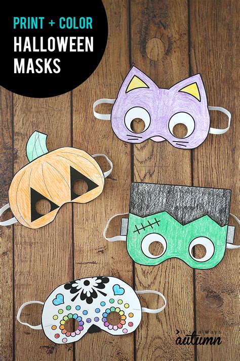 Halloween masks to print and color - It's Always Autumn