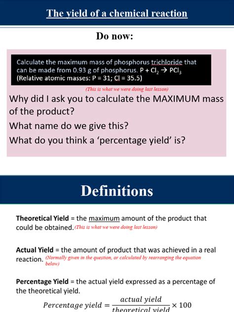 iGCSE Chemistry Lesson 4 - The Yield of A Chemical Reaction (CHEM Only) | PDF | Iron | Chemical ...