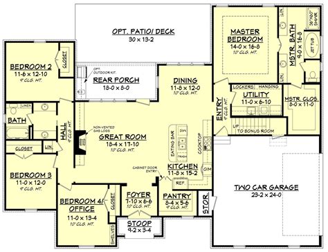 4 Bedroom House Plans With Bonus Room - House Plans