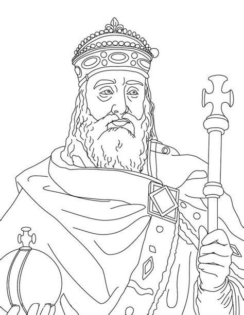 Charlemagne in Middle Ages Coloring Page | Color Luna