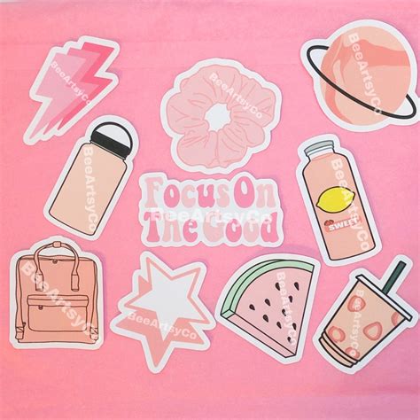 Pink Stickers Aesthetic Sticker Pack Cute Stickers VSCO - Etsy