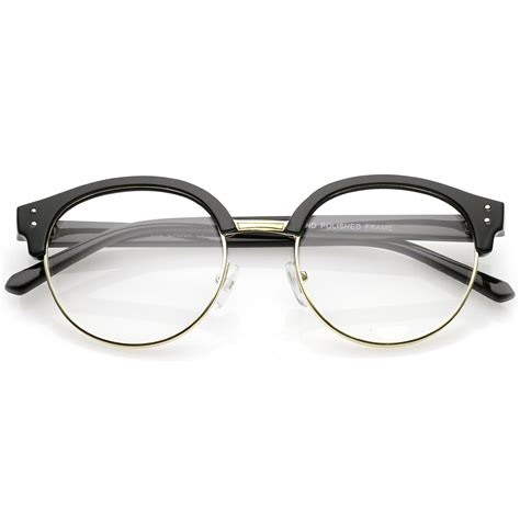 sunglass.la - sunglassLA - Classic Horn Rimmed Round Clear Lens Half Frame Eyeglasses 50mm ...