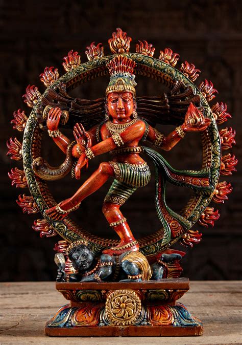 SOLD Wood Lord Dancing Shiva as Nataraja Statue Hand Carved & Hand Painted in South India 18 ...