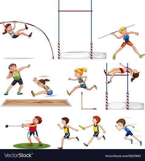 Different kind of track and field sports vector image on VectorStock | Track and field sports ...