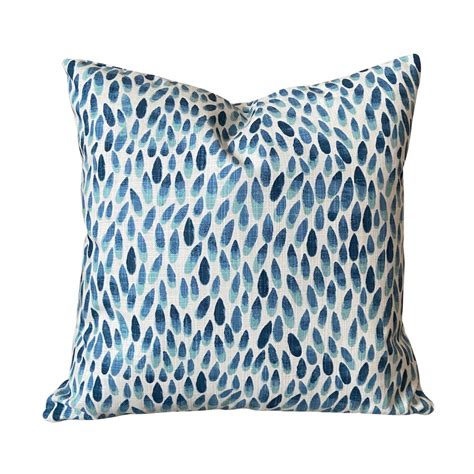 Pillow Covers Blue Aqua White Throw Pillows Navy Blue Aqua White Slub Canvas Modern Couch Bed ...