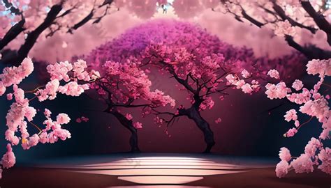 Pink Cherry Blossom Stage Background Backgrounds | JPG Free Download - Pikbest