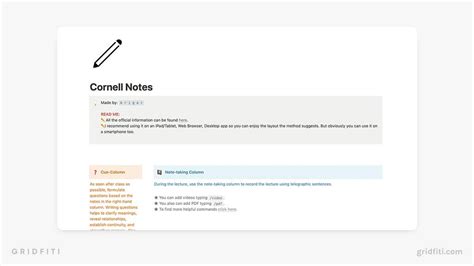 Note Taking Template Notion