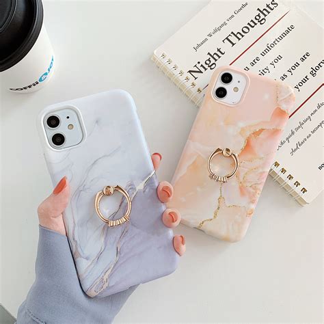 Marble Cases For IPhone 11 Pro 7 8 Plus X XR XS Max SE 2020 Case Ring Bracket Soft Silicone ...