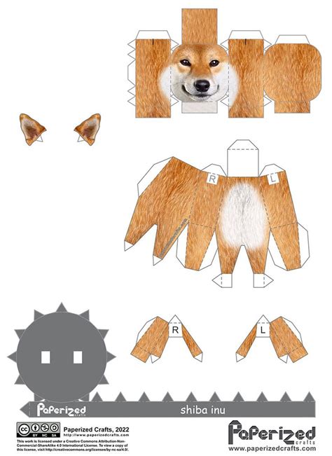 Shiba Inu Papercraft | Paperized Crafts | Arte em papel em 3d, Desenho de cachorro, O gato de botas