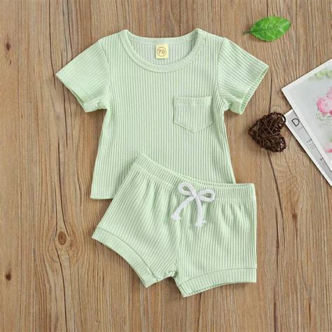 Baby Neutral Clothes Sets Baby Ribbed Cotton Shirt and Short | Etsy