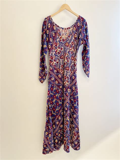 Vintage Indian Maxi Dress - Block-Print | Garmentory