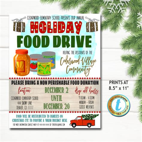 Holiday Food Drive Flyer Template | TidyLady Printables