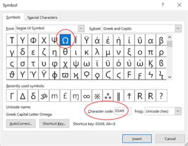 Omega upper Ω or lower ω symbols in Word and Office - Office Watch