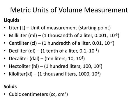 Volume Units Of Measurement