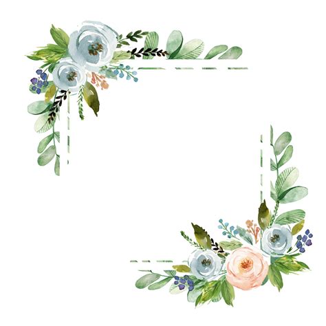 Floral Rectangle Border PNG Image, Rectangle Frame Floral Flower Wedding Invitation Border ...