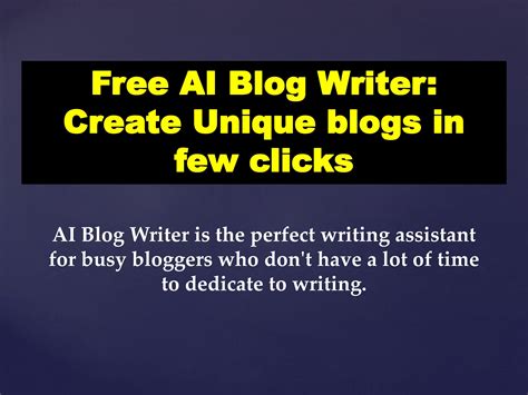 Free AI Blog Writer- Best Blog Writing Assistant for Bloggers by aiblogwriter - Issuu