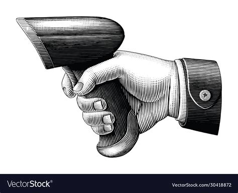 Hand holding barcode scanner drawing vintage Vector Image