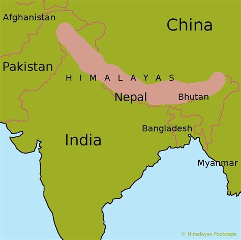 Map of Himalayan Mountains in India images