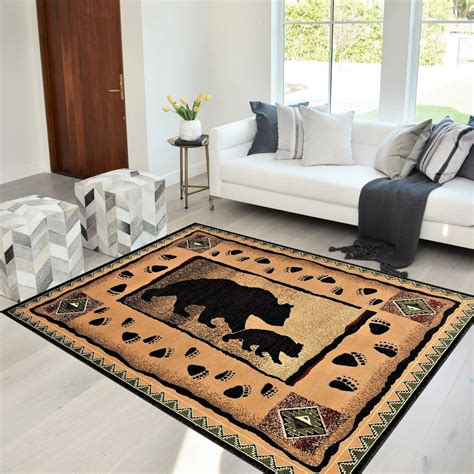 Handcraft Rugs Cabin Rug – Lodge, Cabin Nature and Animals Area Rug – Modern Geometric Design ...