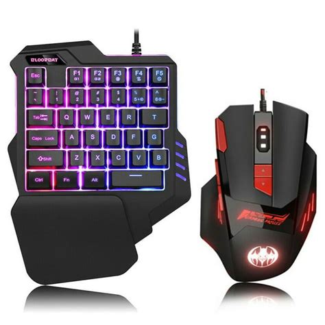 One Handed Keyboard and Mouse 35keys RGB Wired Gaming Keyboard and Mouse for PS4 Xbox One PC ...