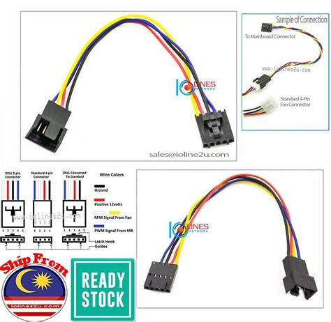 4-Pin PWM to Dell proprietary 5-pin 4-wires fan connector adapter Cable 20cm | Lazada