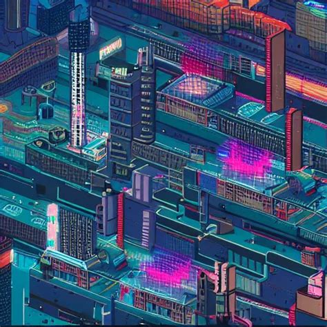 cyberpunk city, aerial view, pixel art | Stable Diffusion