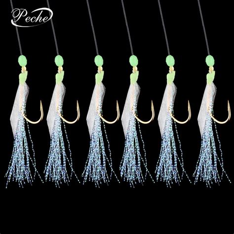 Peche Fishing String Hooks Fishhooks For Swivel Fishing Jig Luminous Gold plated Fish Skin Fishy ...