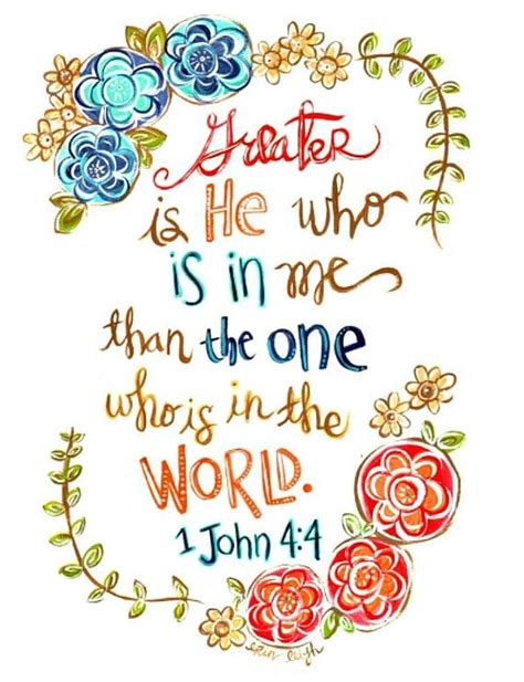 Scripture Wall Art. Bible Verse Art. Christian Art. 1 John 4.4. Greater is He who is in me. Fine ...