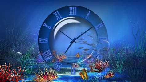 Windows 10 Aqua Screensaver - Aquatic Clock Screensaver - Windows10Screensavers.net