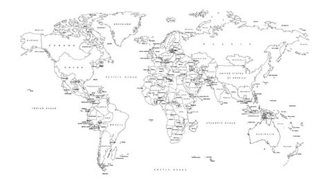 Black+and+White+World+Map+Labeled+Countries | World map printable, World political map, Free ...