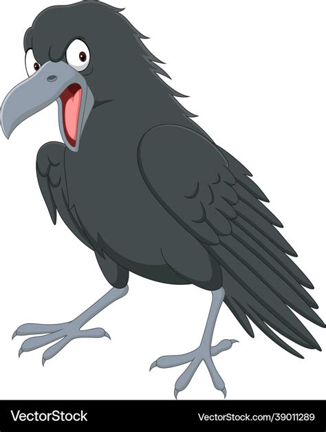 Cartoon angry crow on white background Royalty Free Vector