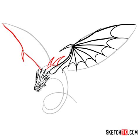 How to draw The Skrill Dragon | How to Train Your Dragon - Sketchok easy drawing guides