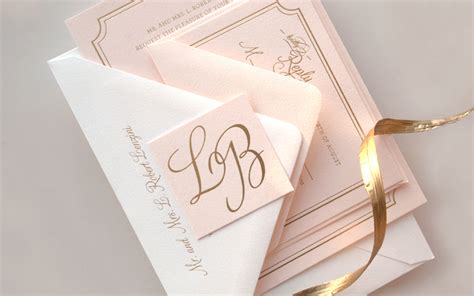 Lindsey + Bradley's Elegant Pink and Gold Foil Wedding Invitations