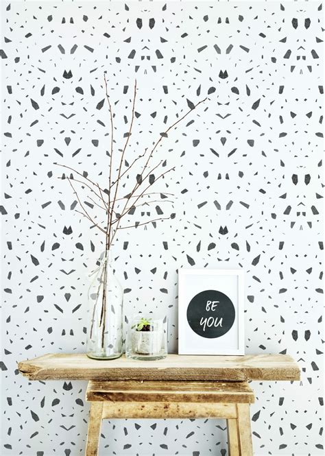 Black and white geometric pattern peel and stick wallpaper - Fancy Walls