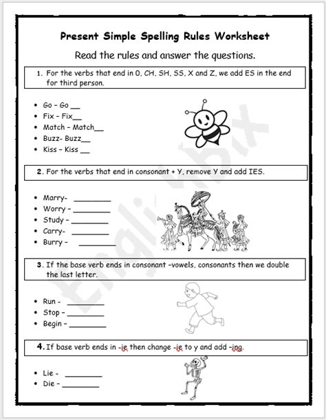 Simple Present Spelling Rules Worksheet - EnglishBix