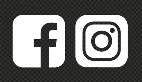 HD Facebook Instagram White Outline Square Logos Icons PNG