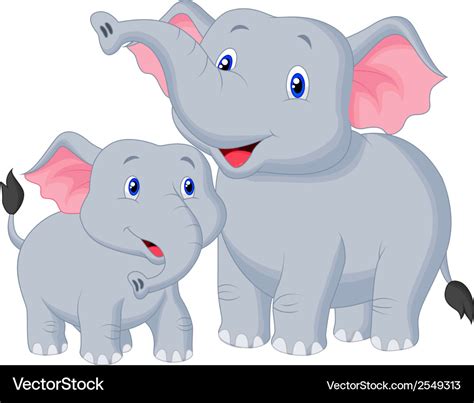 Mother and baby elephant cartoon Royalty Free Vector Image