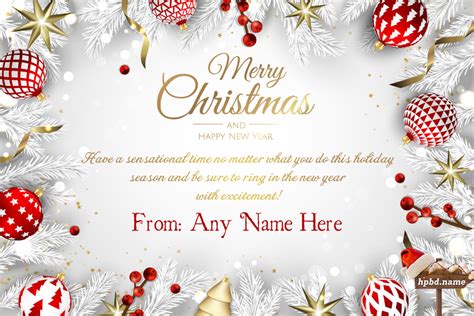 Merry Christmas And New Year Card With Name Edit