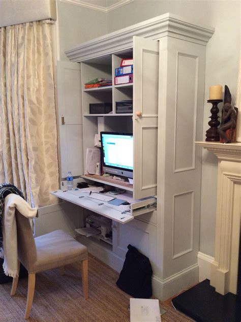 Painted workstation , pull out desk, fold away doors #workstation #fitted furniture #desk | Home ...