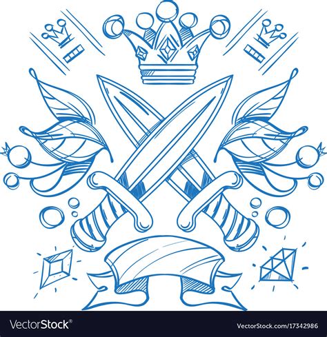 Sketch of tattoo with a crowns and crown outline Vector Image