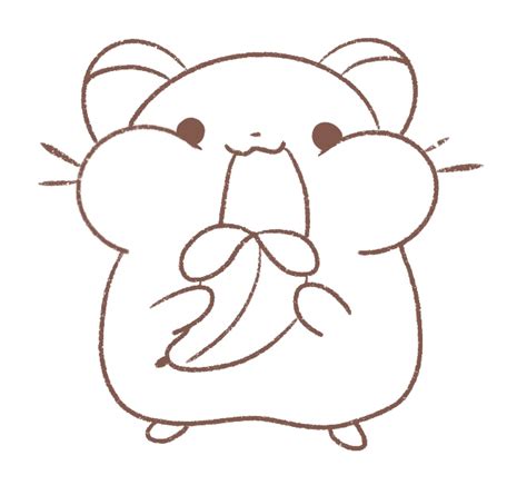 How to Draw a Cute Kawaii Hamster Eating a Banana - Draw Cartoon Style!