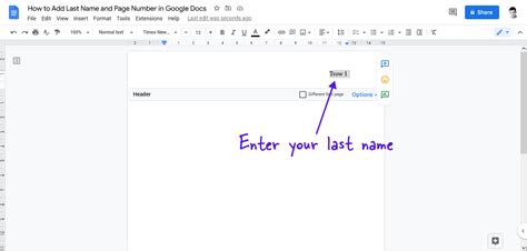 How to Add Last Name and Page Number in Google Docs