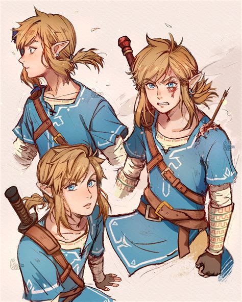 A page of BOTW Links by clivenzu : r/linkiscute