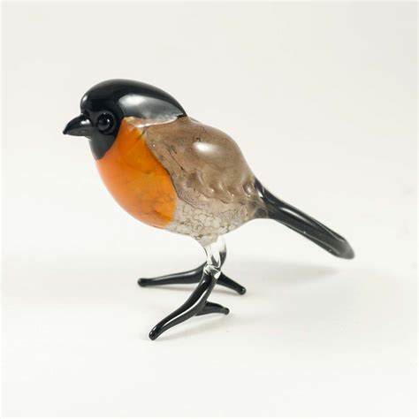 Glass Bullfinch Bird Figurine - Russian Glass Birds FIgures